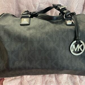 Michael Kors Black Satchel with Signature Monogram